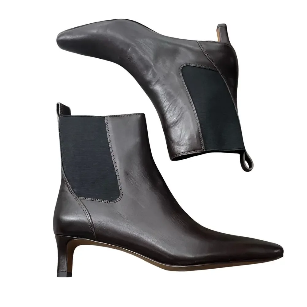 Madewell The Dimes Chelsea Boot Snipped Toe Turkish Coffee Leather Size 9 NWOB